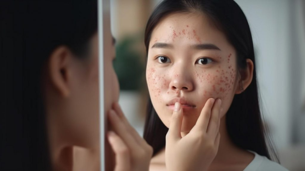 asian women with acne